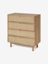 .COM Oak Effect Pavia Natural Rattan 4 Drawer Chest of Drawers