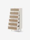 .COM White Washed Oak Effect Pavia Natural Rattan Tall Chest of Drawers