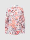 Reiss Coral/White Hallie Meadow Print Split Cuff Shirt