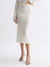 Reiss Cream Fern Knitted High Rise Midi Skirt