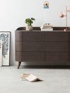 .COM Dark Stain Oak Odie Wide 5 Drawer Chest of Drawers