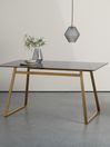 .COM Brass & Smoked Glass Haku 6 Seater Rectangle Dining Table