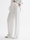 Reiss Ivory Gina Petite Mid Rise Wide Leg Trousers