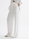 Reiss Ivory Gina Mid Rise Wide Leg Trousers
