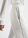 Reiss Ivory Gina Mid Rise Wide Leg Trousers