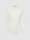 Reiss Ivory Natalia Premium Stitch Detail Fitted Shirt