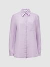Reiss Lilac Campbell Linen Long Sleeve Shirt