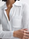 Reiss White Phillipa Linen Sheer Button Through Shirt
