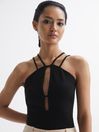 Reiss Black Raquel Strappy Cut-Out Top