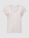Reiss Light Pink Caia Scoop Neck Pima Cotton T-Shirt