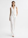 Reiss White Hollie Linen Tailored Waistcoat