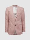 Reiss Blush Kin Slim Fit Single Breasted Linen Blazer