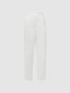 Reiss White Shae Taper Tapered Linen Trousers