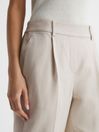 Reiss Oatmeal Shae Taper Tapered Linen Trousers