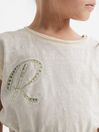 Reiss Off White Tabby Senior Embellished T-Shirt