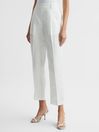 Reiss White Shae Taper Petite Tapered Linen Trousers