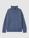 100% Cashmere Roll Neck Jumper in Blue