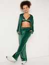 Victoria's Secret PINK Satin Green Velour Wide Leg Lounge Jogger