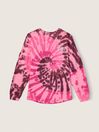 Victoria's Secret PINK Pink Spiral Tie Dye Shine Fleece Long Sleeve Oversized Sweatshirt