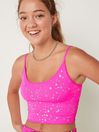 Victoria's Secret PINK Atomic Pink Stars Seamless Lightly Lined Low Impact Sports Bra