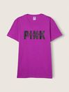 Victoria's Secret PINK Purple Cotton Short Sleeve Campus T-Shirt