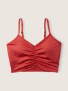 Victoria's Secret PINK Nantucket Red Ruched Lightly Lined Low Impact Sports Bra