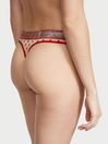 Victoria's Secret Lipstick Flocked Hearts Red Thong Logo Cotton Knickers