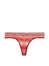 Victoria's Secret Lipstick Flocked Hearts Red Thong Logo Cotton Knickers