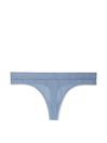 Victoria's Secret Faded Denim Blue Thong Logo Waist Pointelle Thong Knickers