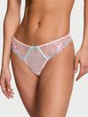 Victoria's Secret Ballet Pink Thong Cherry Blossom Embroidered Knickers