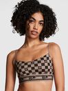 Victoria's Secret PINK Checkered Print Brown Non Wired Lightly Lined Sports Bra