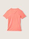 Victoria's Secret PINK Coral Flash Orange Cotton ShortSleeve Henley Campus TShirt