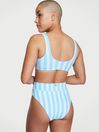 Victoria's Secret Aqua Blue Cabana Stripe High Waisted MixandMatch Crossover HighWaist Bikini Bottom