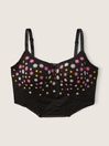 Victoria's Secret Pink Pure Black Floral Embroidery Lace Lightly Lined Corset Bra Top