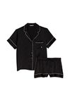 Victoria's Secret Black Diagonal Stripe Satin Short Pyjamas