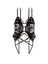Victoria's Secret Black Fishnet Floral Cutout Bodysuit