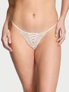 Victoria's Secret Coconut White Boho Floral Thong Embroidered Knickers