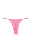 Victoria's Secret Tickled Pink Boho Floral Thong Embroidered Knickers