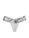 Victoria's Secret PINK Grey Wavy Thong Lace Trim Knickers