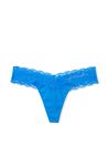Victoria's Secret PINK Bright Azure Blue Thong Lace Trim Knickers