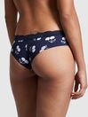 Victoria's Secret PINK Midnight Navy Blue Cherry Cheeky Lace Trim No Show Knickers