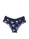 Victoria's Secret PINK Midnight Navy Blue Cherry Cheeky Lace Trim No Show Knickers