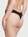 Victoria's Secret Black Snowflakes Posey Lace Waist Thong Knickers