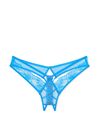 Victoria's Secret Capri Blue Crotchless Thong Eyelet Lace Knickers