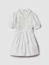 Reiss Ivory Dannie Senior Embroidered Puff Sleeve Dress