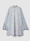 Florere Printed Fluted Sleeve Mini Dress