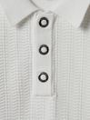 Reiss White Pascoe Teen Textured Modal Blend Polo Shirt