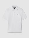 Reiss White Owens Slim Fit Cotton Polo Shirt
