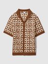 Reiss Tobacco Frenchie Crochet Cuban Collar Shirt