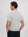 Reiss Pistachio Tropic Cotton Half-Zip Polo Shirt